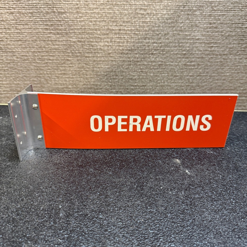 Operations Wall Mount Projecting Corridor Sign 3x10" Red & White w/ Bracket